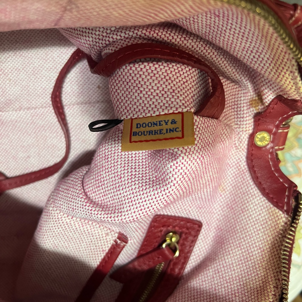 Dooney & Bourke Red Pebbled Leather Crossbody Tote Purse Classic - Picture 6 of 9